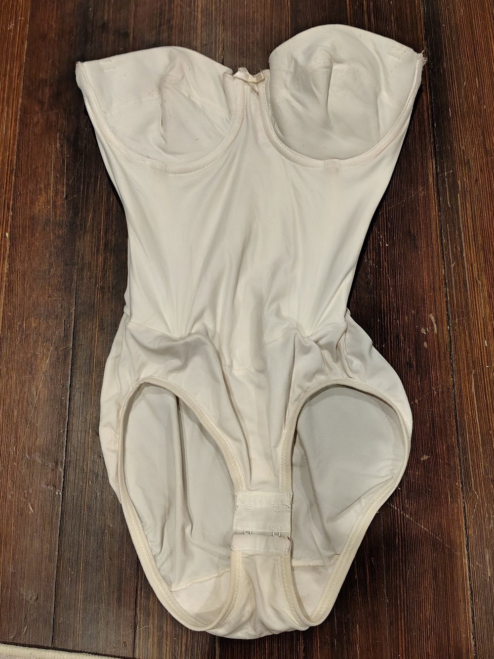 Strapless Ivory Shapewear Bodysuit Vintage Sears 34B